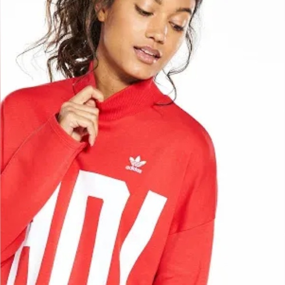ADIDAS Originals Women’s Bold Age Cropped 100% Cotton Oversized Sweatshirt Sz M - Picture 5 of 15